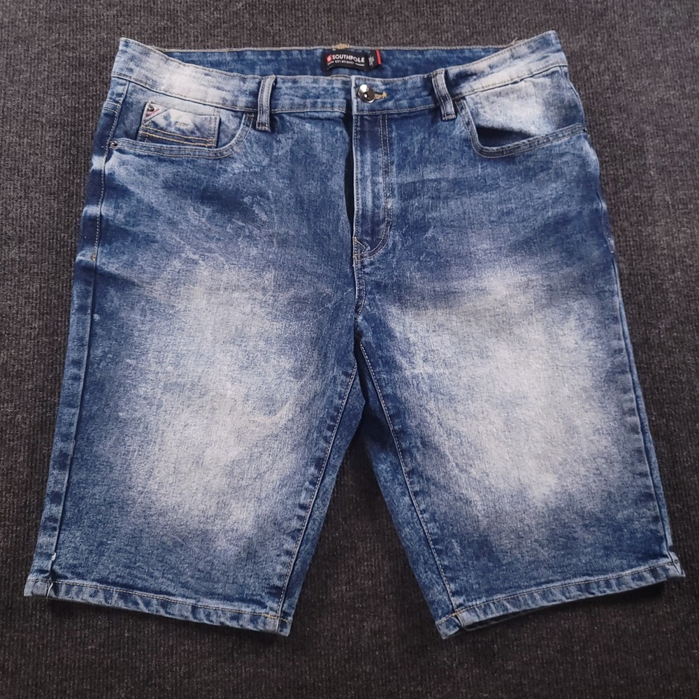 Southpole Men Denim Shorts Size 34 Blue Stretch Jean Shorts Streetwear